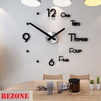 Wooden Large Wall Clock Modern Design 3D Wall Home Decor Living Room Quartz
